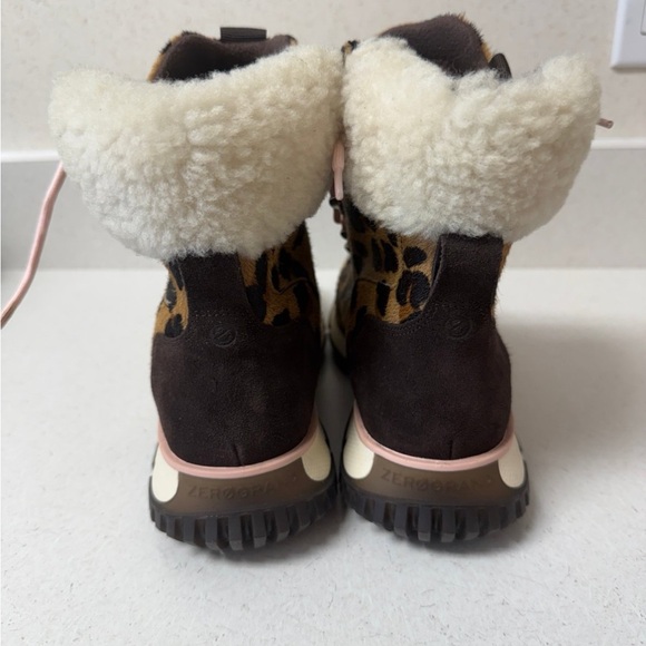 Cole Haan Leopard Print Combat Boots with Pink Laces - Picture 3 of 7